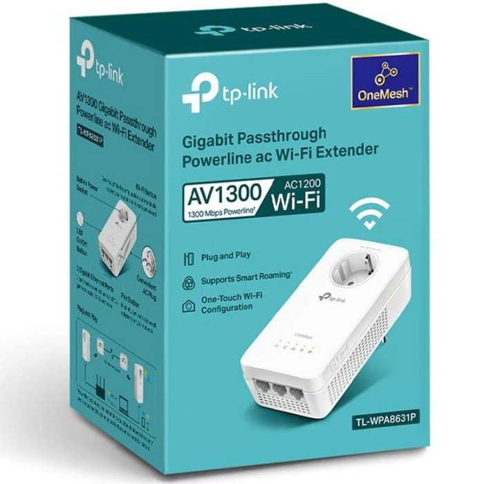 TP-Link TL-WPA8631P Kit Powerline Wi-Fi AC1200 Gigabit con Enchufe Integrado Blanco